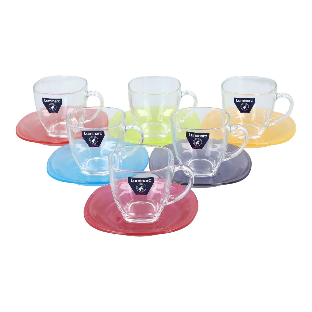 Luminarc 12Piece Tea Cup and Saucer Set Multicolor LUMINARC All